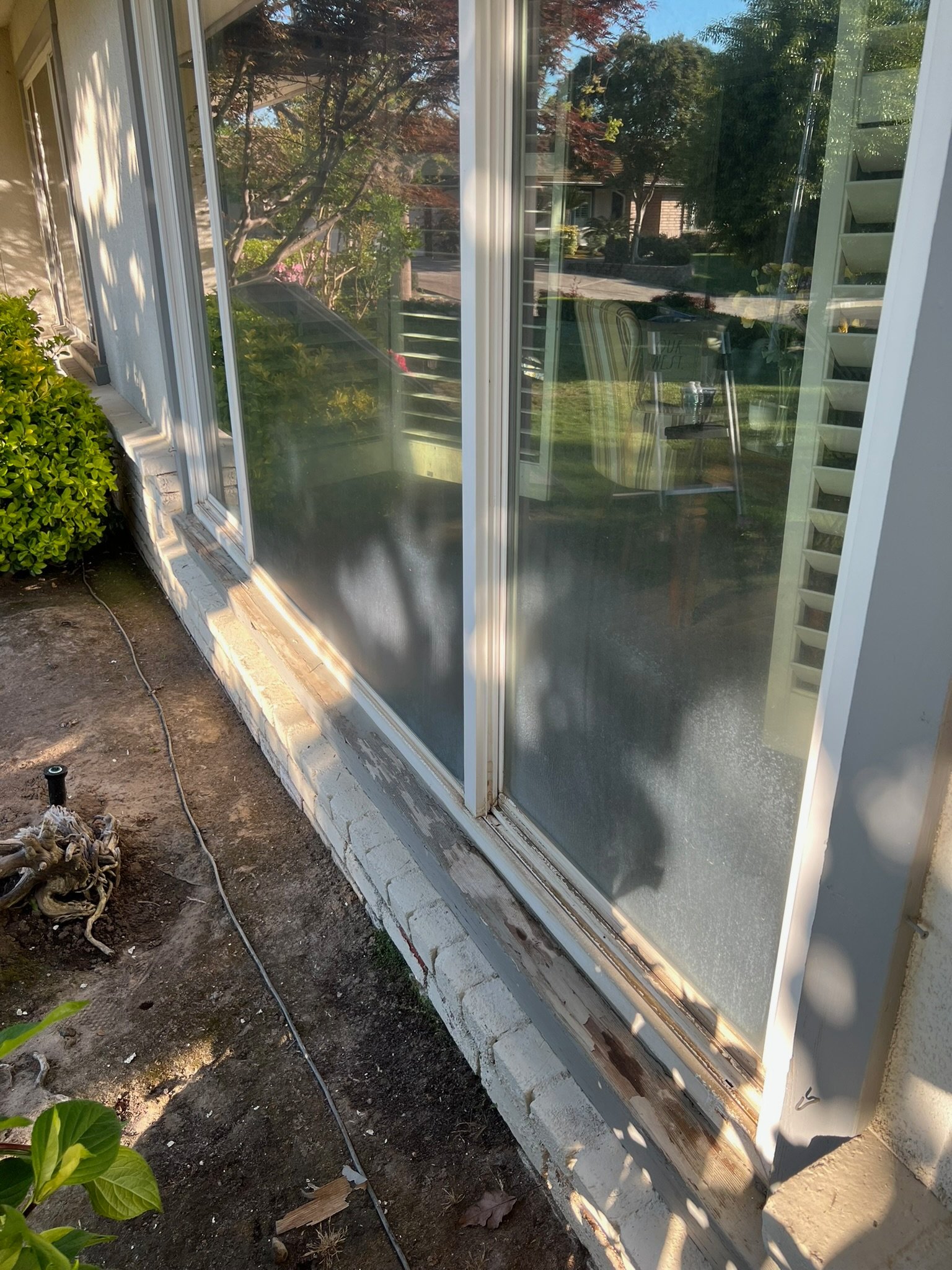 Hard water stains on glass before removal